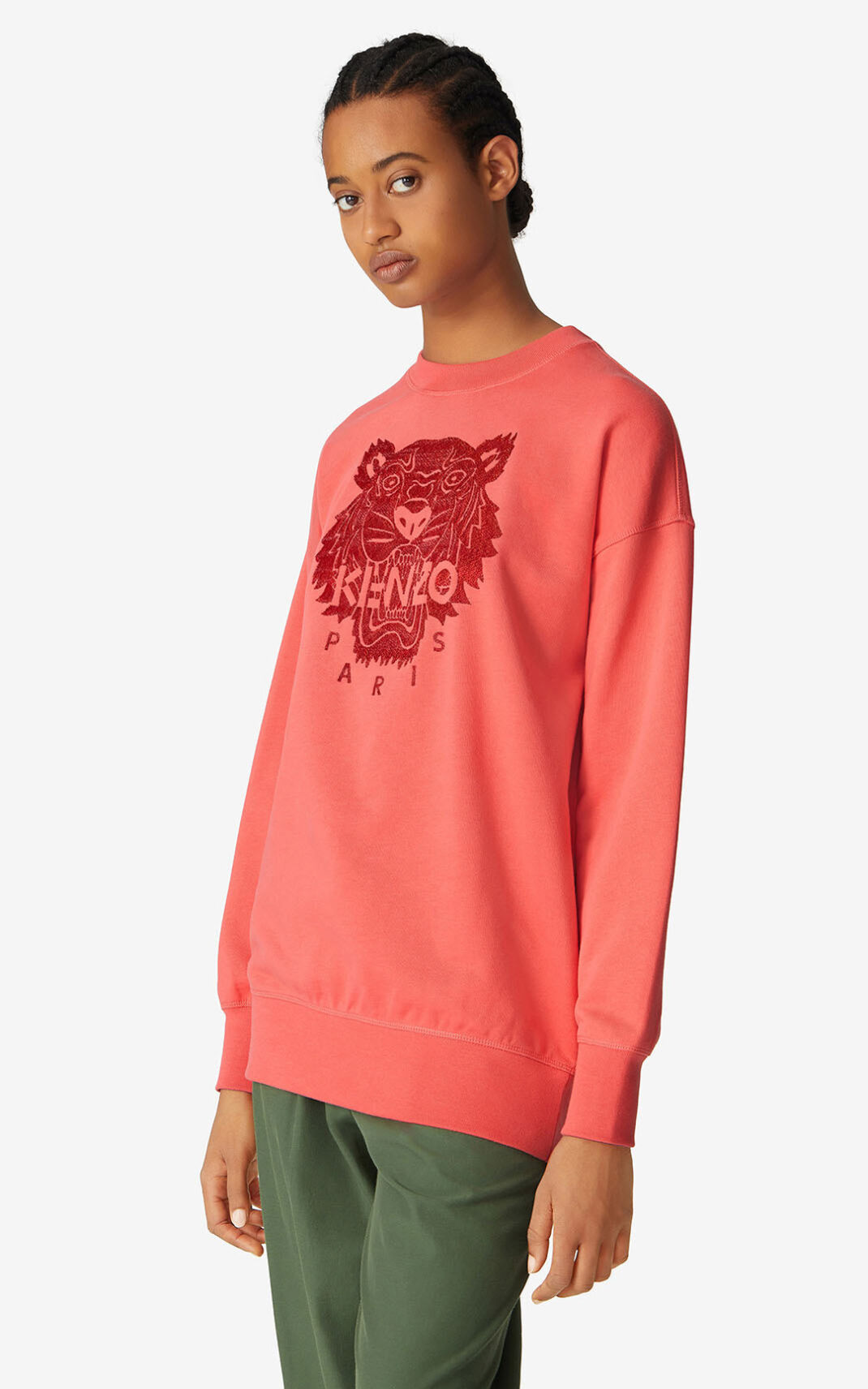 Kenzo Oversized Tiger Sweatshirt Bayan Kırmızı | 8092-VMFZD
